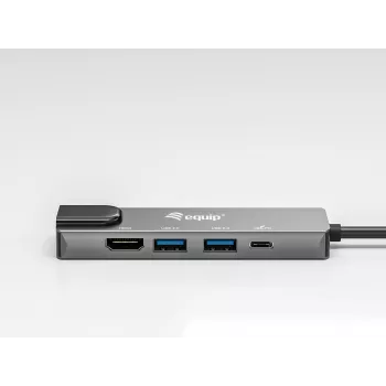 Equip USB-C 5-in-1 Multifunktionsadapter, HDMI, Gigabit-LAN, USB 3.2 Gen1, 100W USB PD