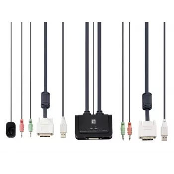 LevelOne 2-Port USB DVI-D Single Link Kabel KVM Switch, Audio-Unterstützung