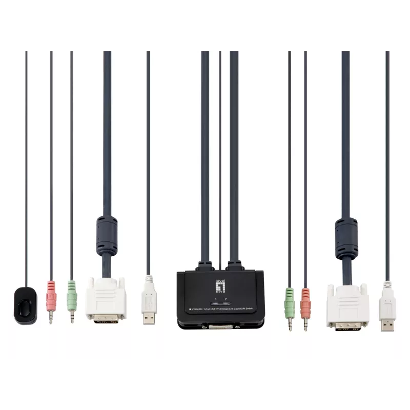 LevelOne 2-Port USB DVI-D Single Link Kabel KVM Switch, Audio-Unterstützung