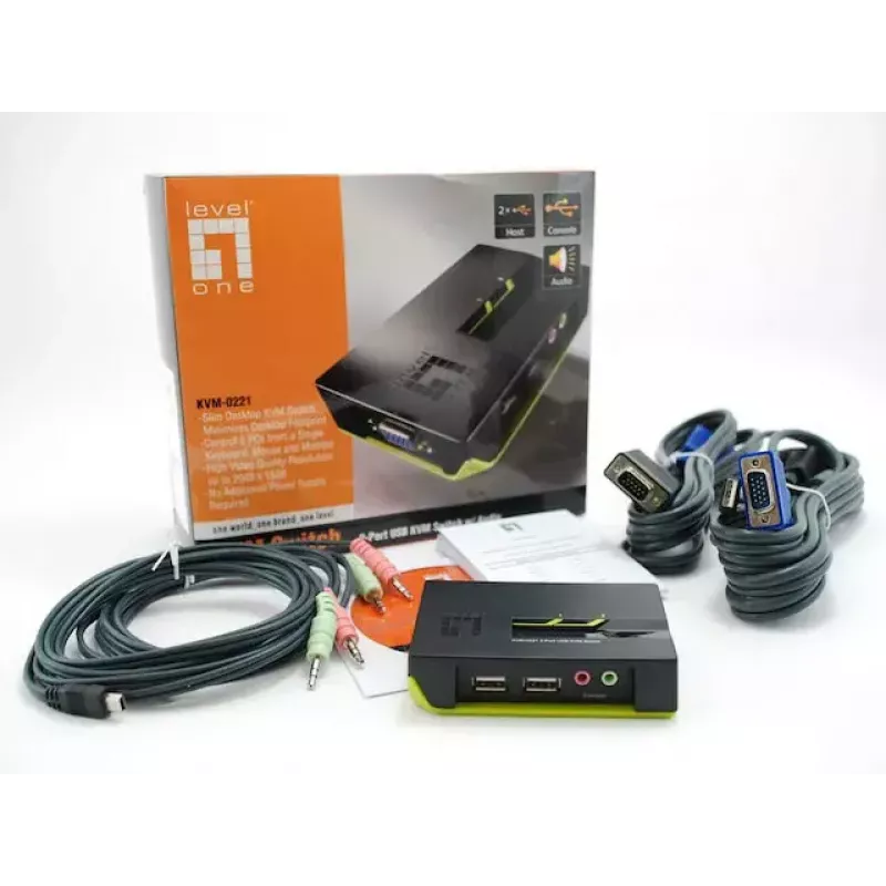 LevelOne 2-Port USB VGA KVM Switch, Audio-Unterstützung