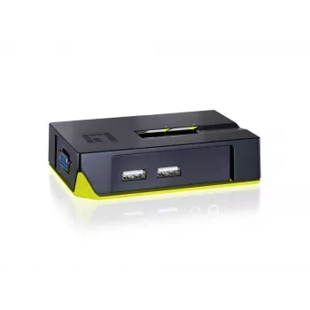 LevelOne 2-Port USB VGA KVM Switch, 2048 x 1536 Pixel, Schwarz, Grün