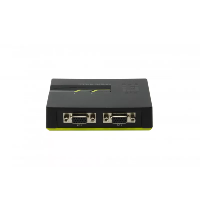 LevelOne 2-Port USB VGA KVM Switch, 2048 x 1536 Pixel, Schwarz, Grün