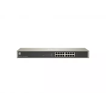 LevelOne 16-Port Gigabit Switch, Unmanaged, Gigabit Ethernet (10/100/1000), Vollduplex, Rack-Montage