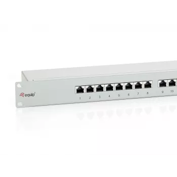 Equip 16-Port Cat.6 Shielded Patch Panel, Hellgrau, RJ-45, Gold, Cat6, Rackmontage, 1U, Grau