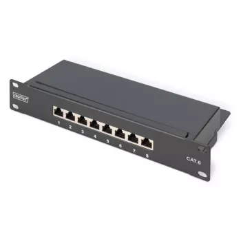 DIGITUS Patchpanel CAT6 8-Port geschirmt Schwarz 10in