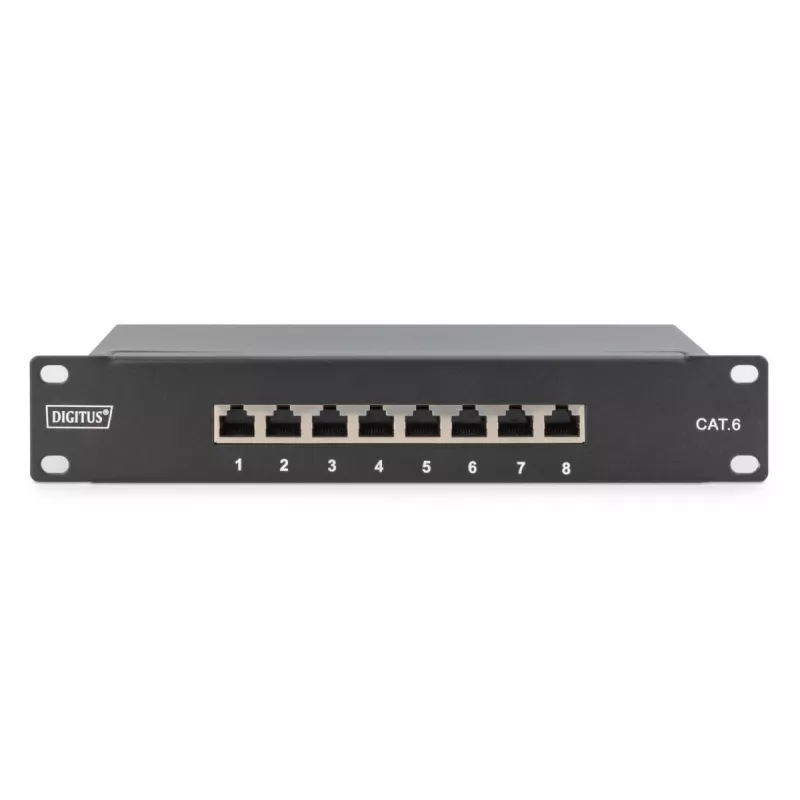 DIGITUS Patchpanel CAT6 8-Port geschirmt Schwarz 10in