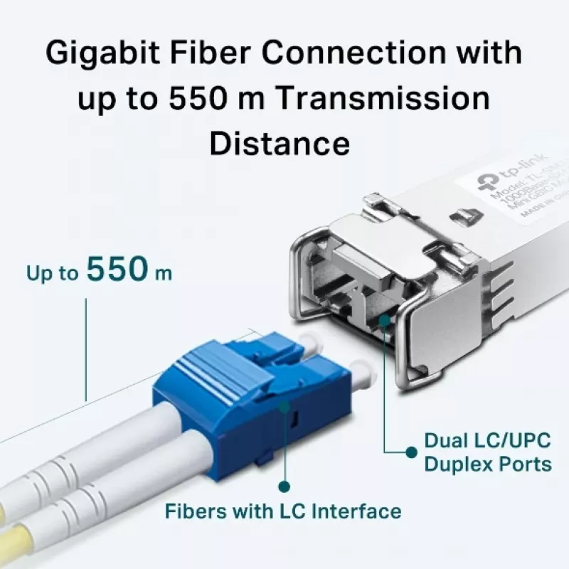 TP-Link SFP 1000BASE-SX LC MiniGBIC Mm, Glasfaser, 1250 Mbit/s, mini-GBIC/SFP, LC (UPC), 50/125,62.5/125 µm, 550 m