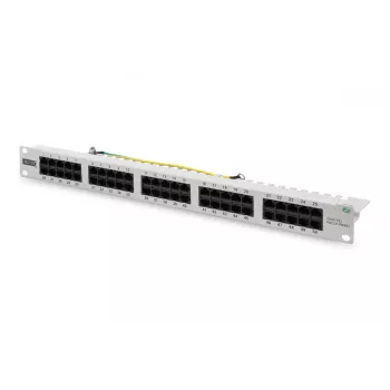 DIGITUS CAT 3 ISDN Patch Panel, ungeschirmt 50-Port RJ45, 8P4C, LSA, 1U, Rackmontage, Farbe grau RAL 7035