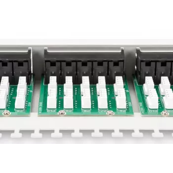 DIGITUS CAT 3 ISDN Patch Panel, ungeschirmt 50-Port RJ45, 8P4C, LSA, 1U, Rackmontage, Farbe grau RAL 7035