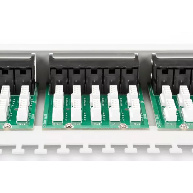 DIGITUS CAT 3 ISDN Patch Panel, ungeschirmt 50-Port RJ45, 8P4C, LSA, 1U, Rackmontage, Farbe grau RAL 7035