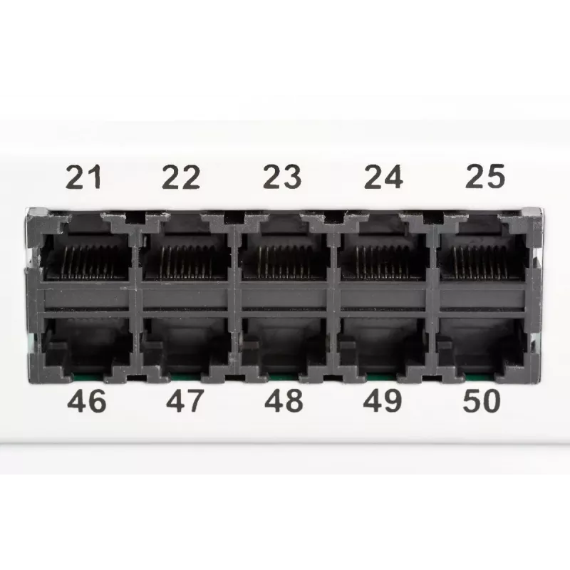 DIGITUS CAT 3 ISDN Patch Panel, ungeschirmt 50-Port RJ45, 8P4C, LSA, 1U, Rackmontage, Farbe grau RAL 7035