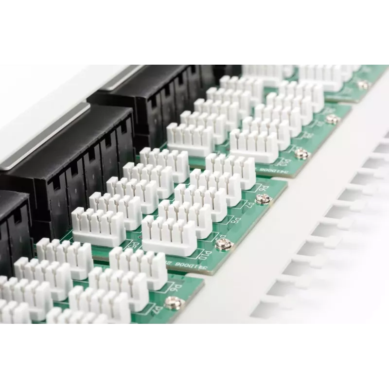 DIGITUS CAT 3 ISDN Patch Panel, ungeschirmt 50-Port RJ45, 8P4C, LSA, 1U, Rackmontage, Farbe grau RAL 7035