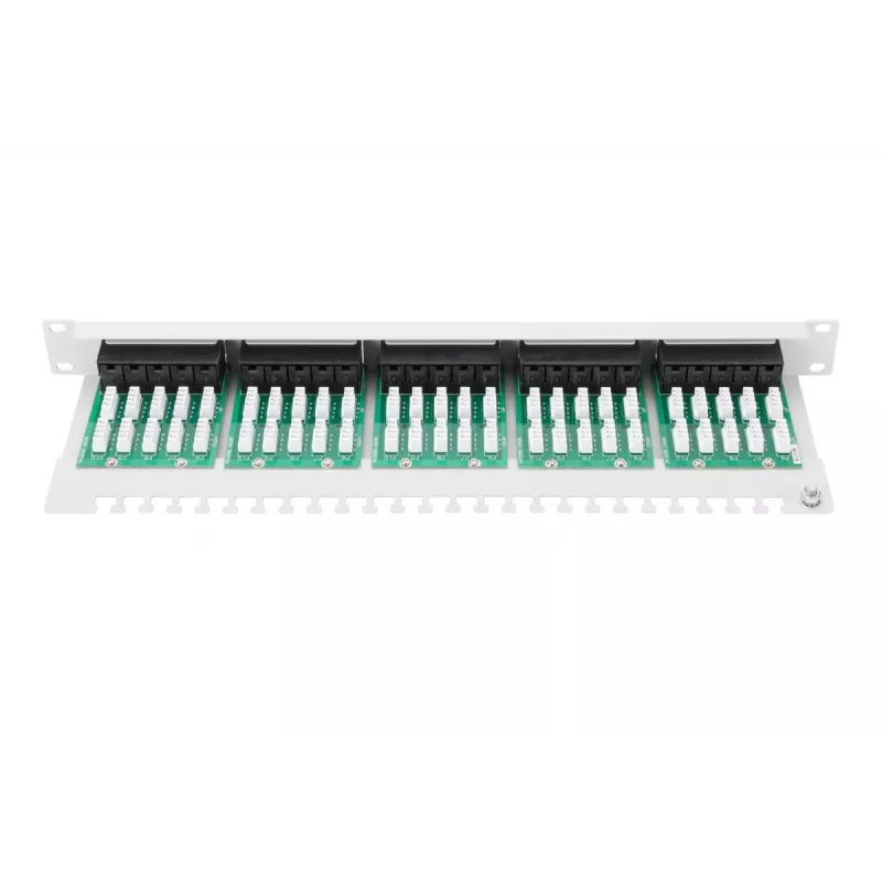 DIGITUS CAT 3 ISDN Patch Panel, ungeschirmt 50-Port RJ45, 8P4C, LSA, 1U, Rackmontage, Farbe grau RAL 7035