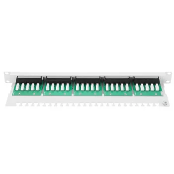 DIGITUS CAT 3 ISDN Patch Panel, ungeschirmt, 25-Port RJ45, 8P4C, LSA, 1U, Rackmontage, Farbe grau RAL 7035