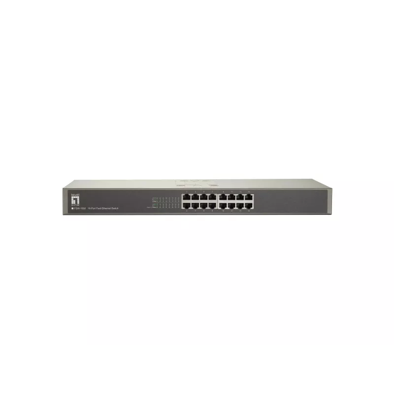 LevelOne 16-Port Fast Ethernet Switch, Unmanaged, Fast Ethernet (10/100), Vollduplex, Rack-Montage