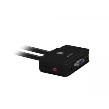 LevelOne 2-Port USB VGA Kabel KVM Switch, Audio-Unterstützung, 2048 x 1536 Pixel, Schwarz