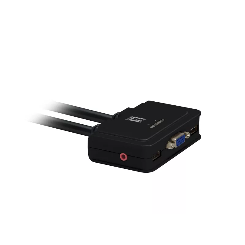 LevelOne 2-Port USB VGA Kabel KVM Switch, Audio-Unterstützung, 2048 x 1536 Pixel, Schwarz