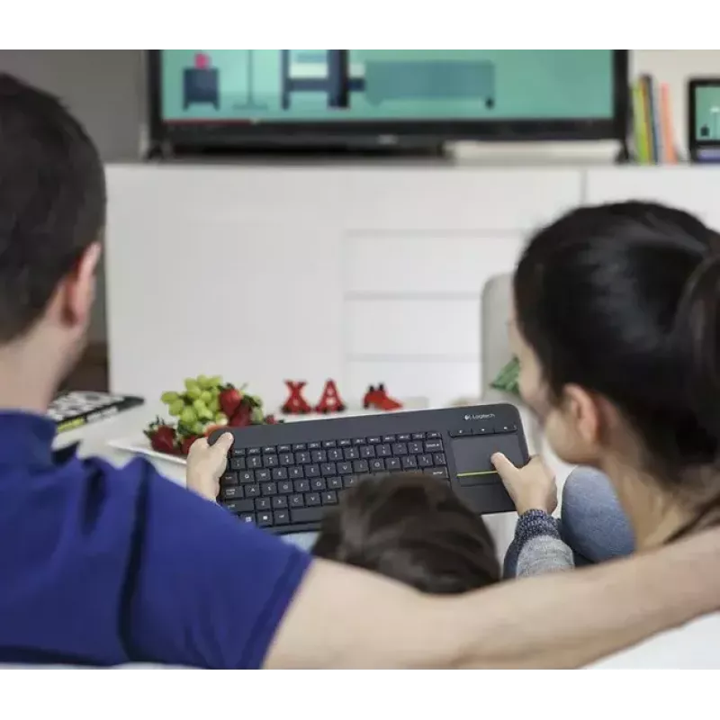 LOGITECH Wireless Touch Keyboard K400 Plus - Schwarz - Qwerty Niederländisch