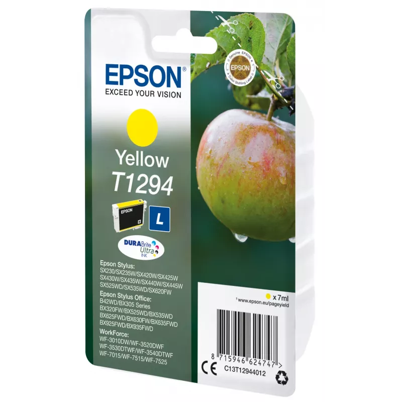 Epson Apple Einzelpackung Gelb T1294 DURABrite Ultra Tinte, Gelb, Pigmenttinte, 7 ml, 1 Stück, 616 Seiten