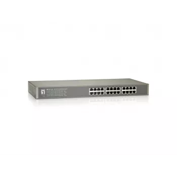 LevelOne 24-Port Fast Ethernet Switch, Unmanaged, Fast Ethernet (10/100), Vollduplex, Rackmontage