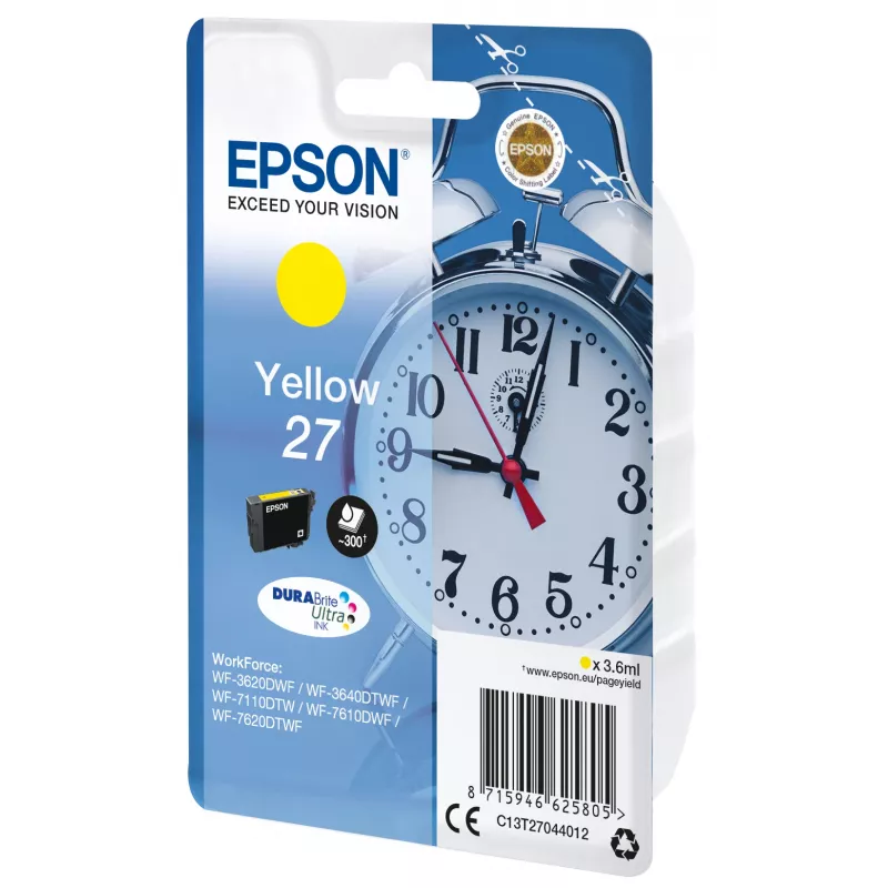 Epson Alarm clock Einzelpackung Gelb 27 DURABrite Ultra Ink
