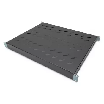 DIGITUS 1U feste Fachbodenablage, für 600 mm tiefe Schränke einstellbar, 350 mm Tiefe, Farbe schwarz (RAL 9005)