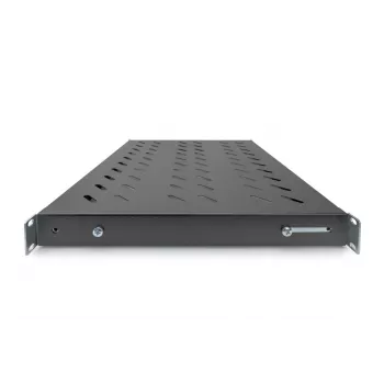 DIGITUS 1U feste Fachbodenablage, für 600 mm tiefe Schränke einstellbar, 350 mm Tiefe, Farbe schwarz (RAL 9005)