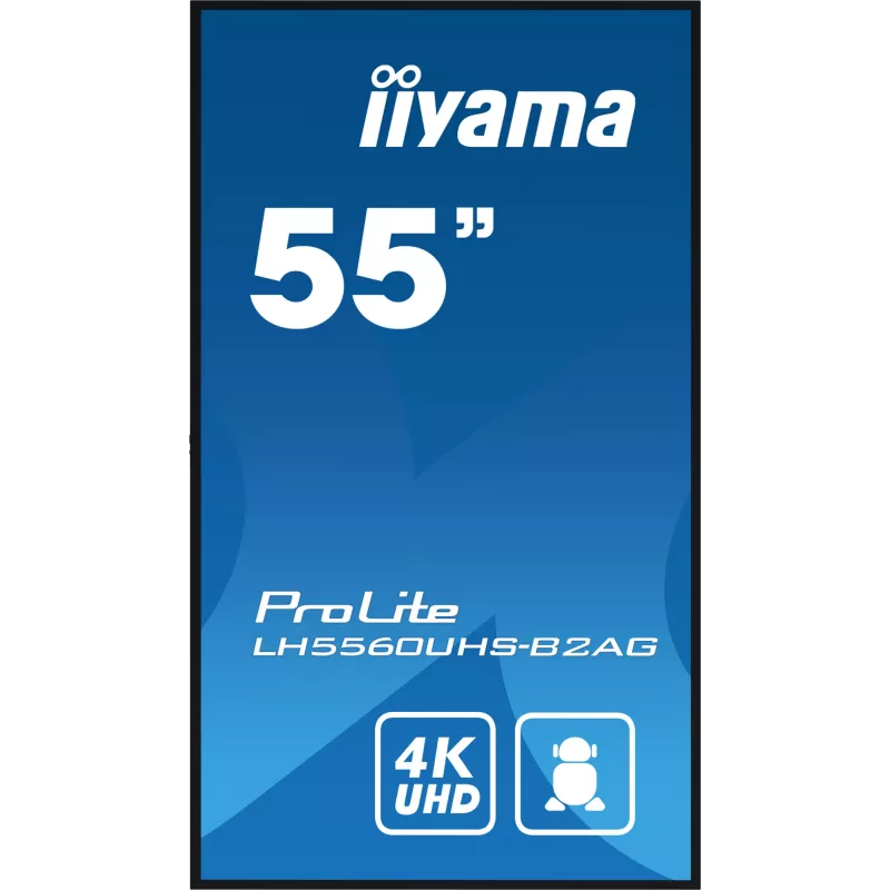 iiyama LH5560UHS-B2AG Signage Display Digital A-board 138,7 cm (54,6 Zoll) LED Wi-Fi 500 cd/m² 4K Ultra HD Schwarz Integrierter Prozessor Android 11 24/7