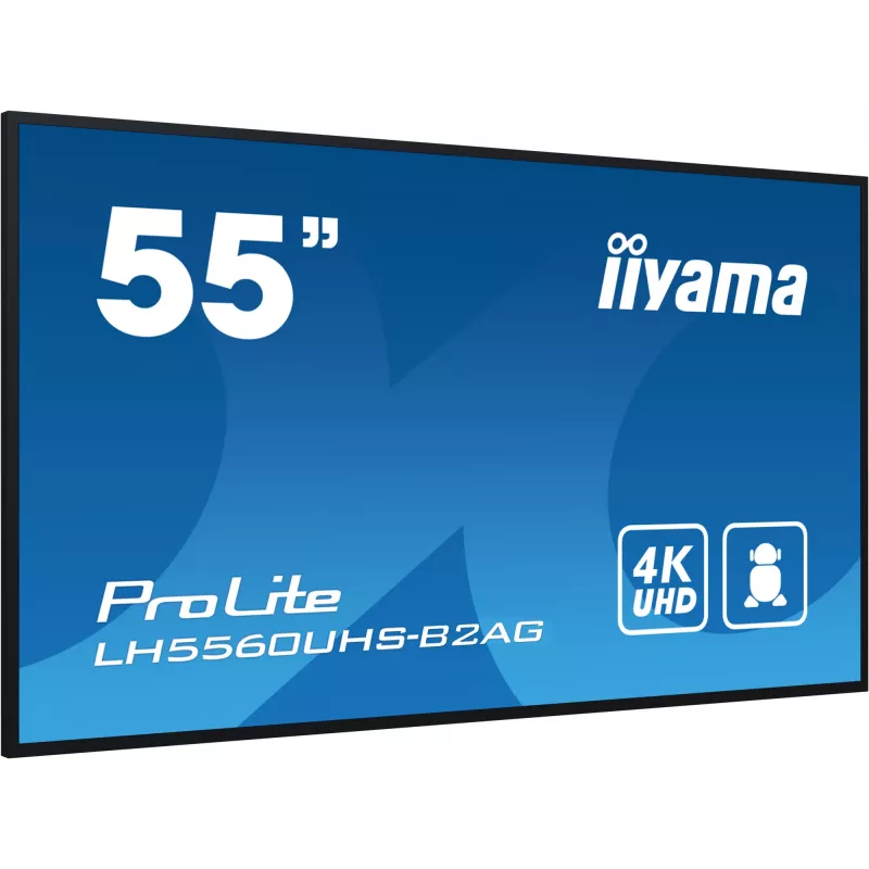 iiyama LH5560UHS-B2AG Signage Display Digital A-board 138,7 cm (54,6 Zoll) LED Wi-Fi 500 cd/m² 4K Ultra HD Schwarz Integrierter Prozessor Android 11 24/7