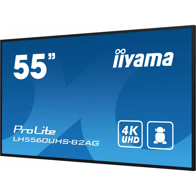iiyama LH5560UHS-B2AG Signage Display Digital A-board 138,7 cm (54,6 Zoll) LED Wi-Fi 500 cd/m² 4K Ultra HD Schwarz Integrierter Prozessor Android 11 24/7