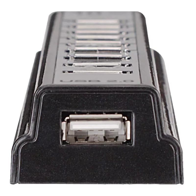Manhattan USB-A 10-Port-Desktop-Hub, 10x USB-A-Ports, 480 Mbit/s (USB 2.0), Stromversorgung über USB oder externes Netzteil (nicht im Lieferumfang) für erhöhte Leistung an angeschlossenen Geräten