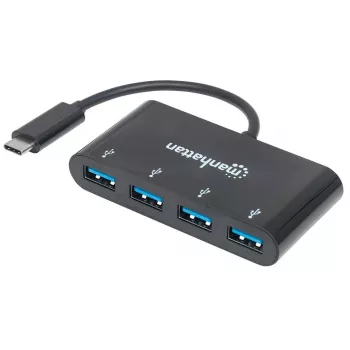 Manhattan USB-C Dock/Hub, Anschlüsse (4x): USB-A (4x), 5 Gbit/s (USB 3.2 Gen1 alias USB 3.0), USB-betrieben (kein externes Netzteil erforderlich), Kabel 20 cm, Äquivalent zu HB30C4AB