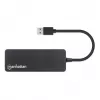 Manhattan USB-A 4-Port Hub, 4x USB-A Ports, 5 Gbps (USB 3.2 Gen1 auch bekannt als USB 3.0), USB-betrieben (kein externes Netzteil erforderlich), Entspricht ST4300PBU3 & ST4300MINU3B