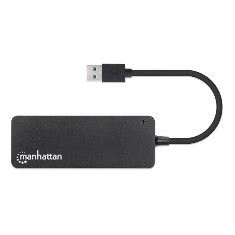 Manhattan USB-A 4-Port Hub, 4x USB-A Ports, 5 Gbps (USB 3.2 Gen1 auch bekannt als USB 3.0), USB-betrieben (kein externes Netzteil erforderlich), Entspricht ST4300PBU3 & ST4300MINU3B