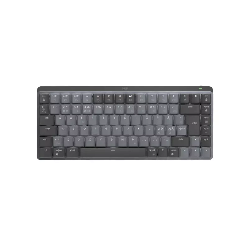 LOGITECH Mx Mechanical Mini Minimalistische kabellose beleuchtete Tastatur – Graphit, Taktil Leise, Qwerty, Dansk/Norsk/Svenska/Suomalainen