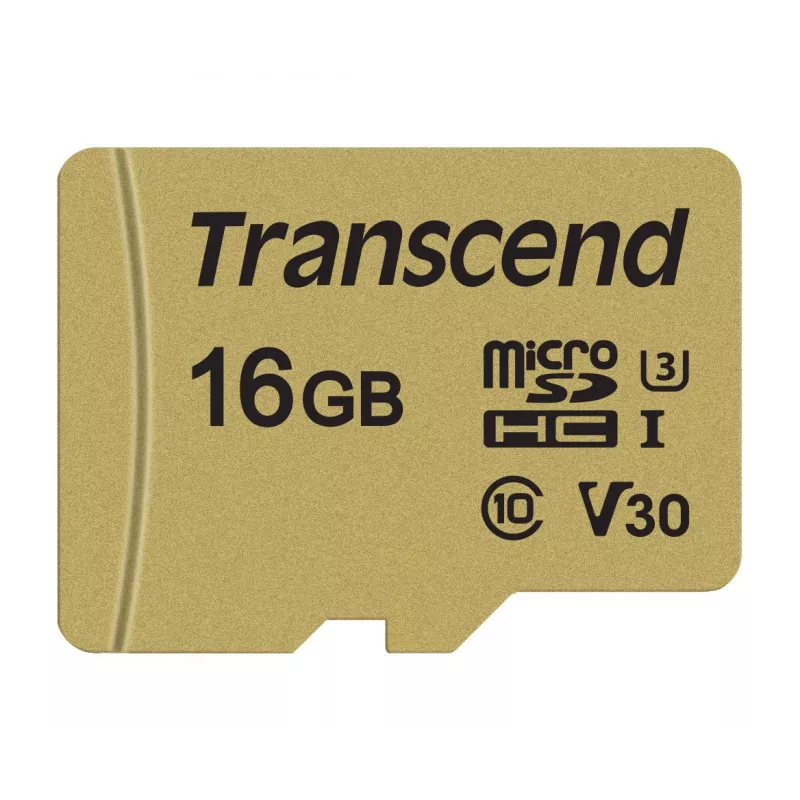 TRANSCEND Micro SDHC Karte 500s 16 GB UHS-I U3 MLC mit Adapter
