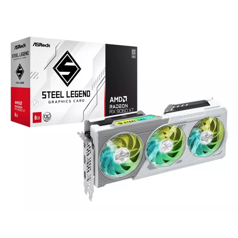ASRock Grafikkarte AMD Radeon RX 9060 XT Steel Legend 8GB OC 8GB GDDR6 1x HDMI 2.1b 2x DisplayPort 2.1a