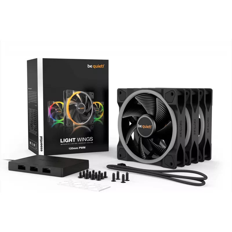 be quiet Light Wings 120mm ARGB PWM Lüfter Schwarz 3er-Pack