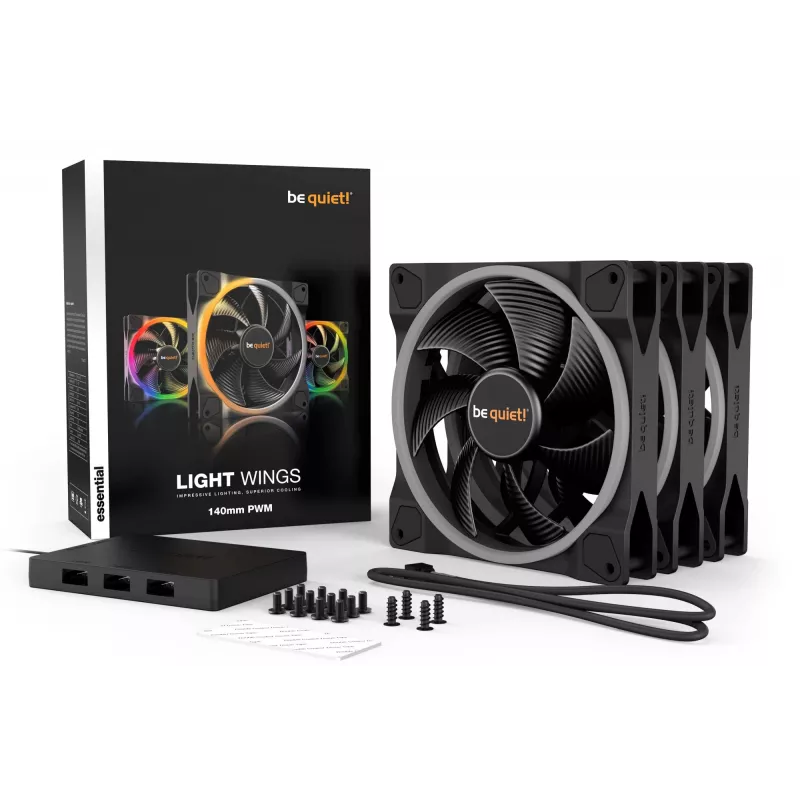 be quiet Light Wings 140mm ARGB PWM Lüfter Schwarz 3er-Pack