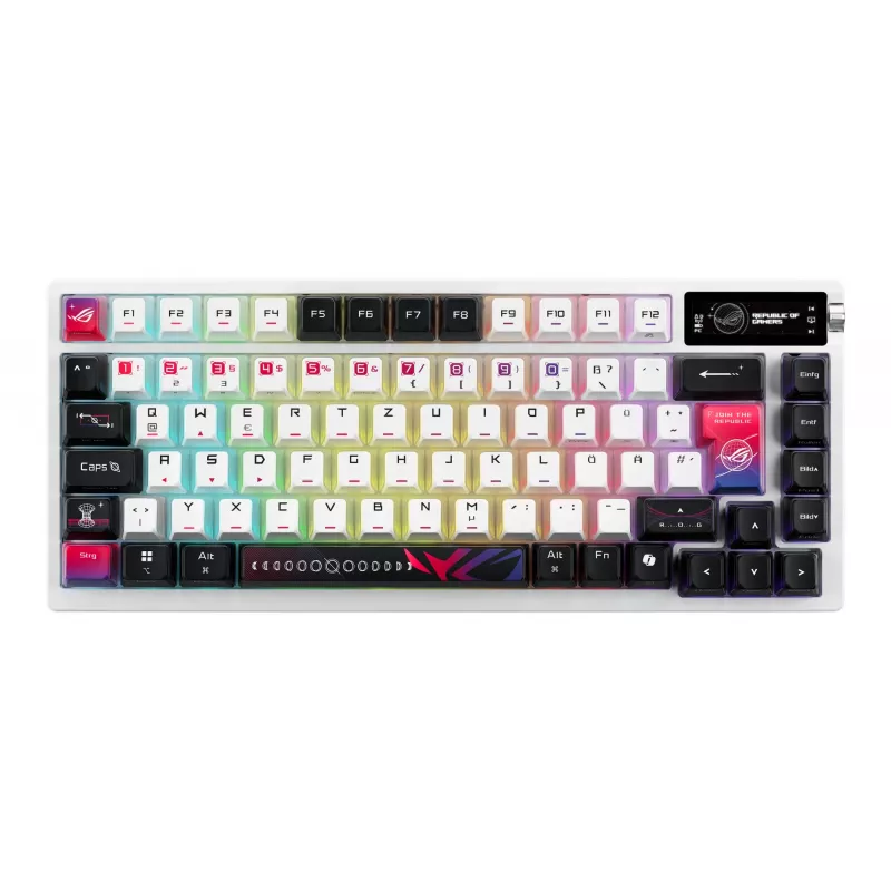 ASUS ROG Azoth X Tastatur Gaming USB + RF Wireless + Bluetooth QWERTZ Weiß