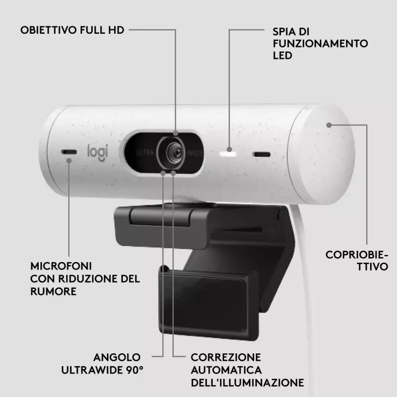 Webcam Logitech Brio 500 Full HD 4MP USB-C Weiß