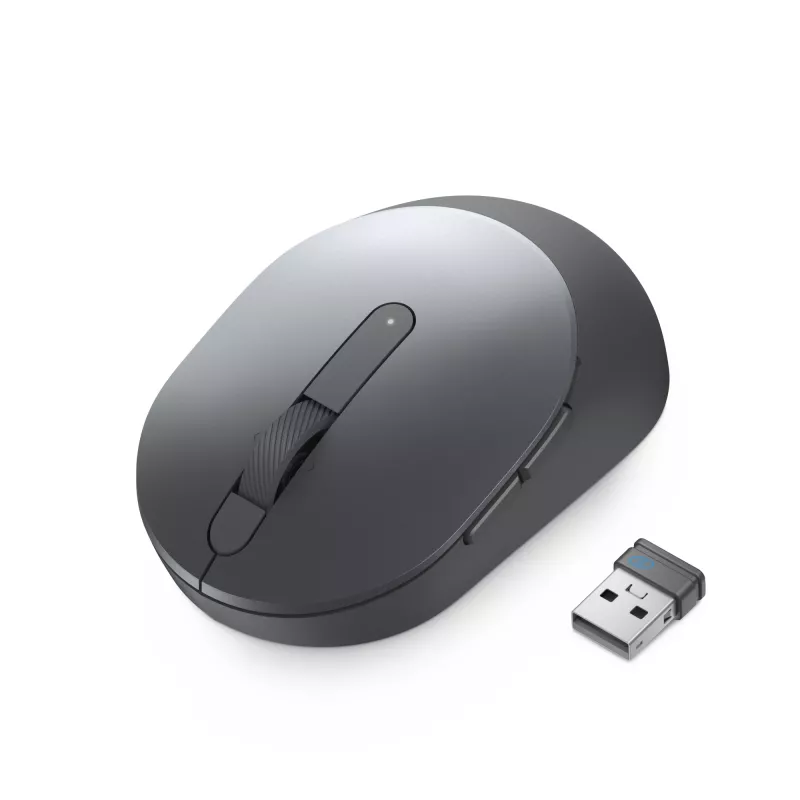 DELL Pro Plus Compact Maus – MS5120W – Titan Gray, beidhändig, optisch, RF Wireless + Bluetooth, 1600 dpi, grau, titan