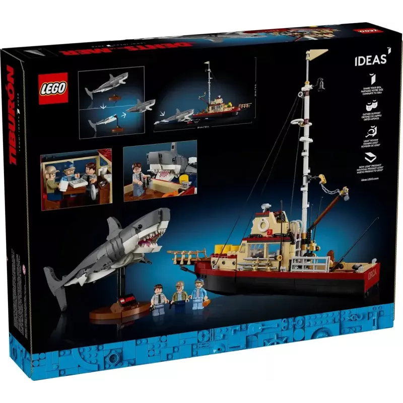Konstruktionsspielzeug LEGO Ideas 21350 Jaws Set — 1497 Teile, 3 Minifiguren, Boot und ikonischer Hai, empfohlen ab 18 Jahren