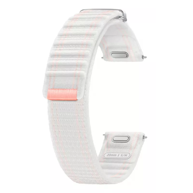 Samsung Stoffarmband (S/M) für Galaxy Watch 7, Band, Smartwatch, Pink, Weiß, Samsung, Galaxy Watch 7, Galaxy Watch4/5/6/7/FE/4 Classic/5 Classic/5 Pro, Stoff