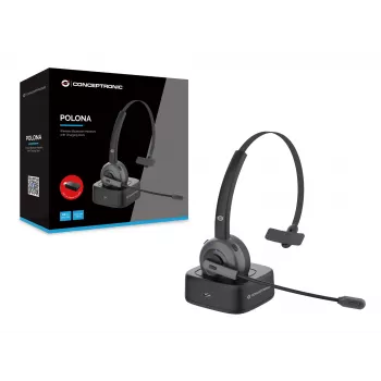 Conceptronic POLONA Kabelloses Bluetooth-Headset mit Ladestation
