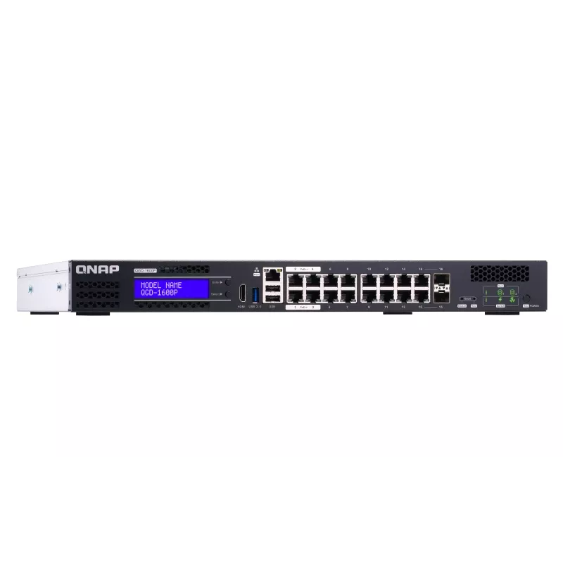 QNAP QGD-1600P Managed Gigabit Ethernet (10/100/1000) Power over Ethernet (PoE) 1U Schwarz, Grau