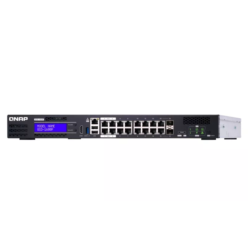 QNAP QGD-1600P Managed Gigabit Ethernet (10/100/1000) Power over Ethernet (PoE) 1U Schwarz, Grau