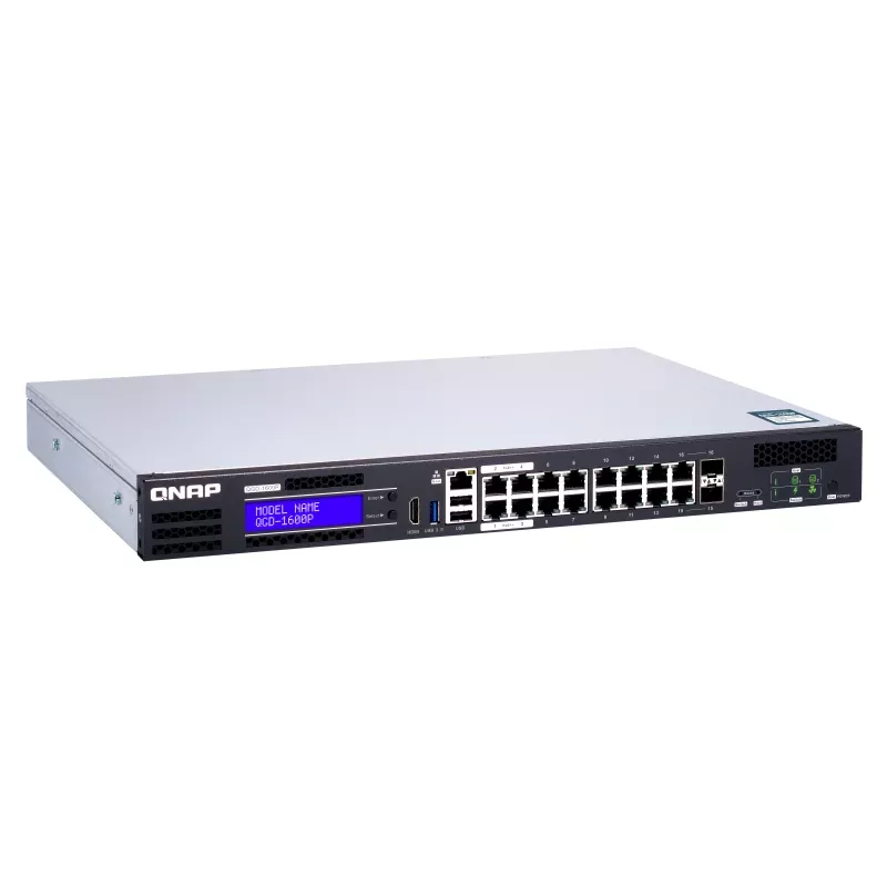 QNAP QGD-1600P Managed Gigabit Ethernet (10/100/1000) Power over Ethernet (PoE) 1U Schwarz, Grau