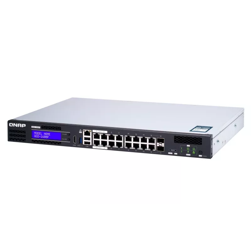 QNAP QGD-1600P Managed Gigabit Ethernet (10/100/1000) Power over Ethernet (PoE) 1U Schwarz, Grau