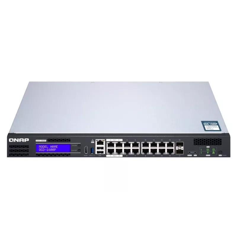 QNAP QGD-1600P Managed Gigabit Ethernet (10/100/1000) Power over Ethernet (PoE) 1U Schwarz, Grau